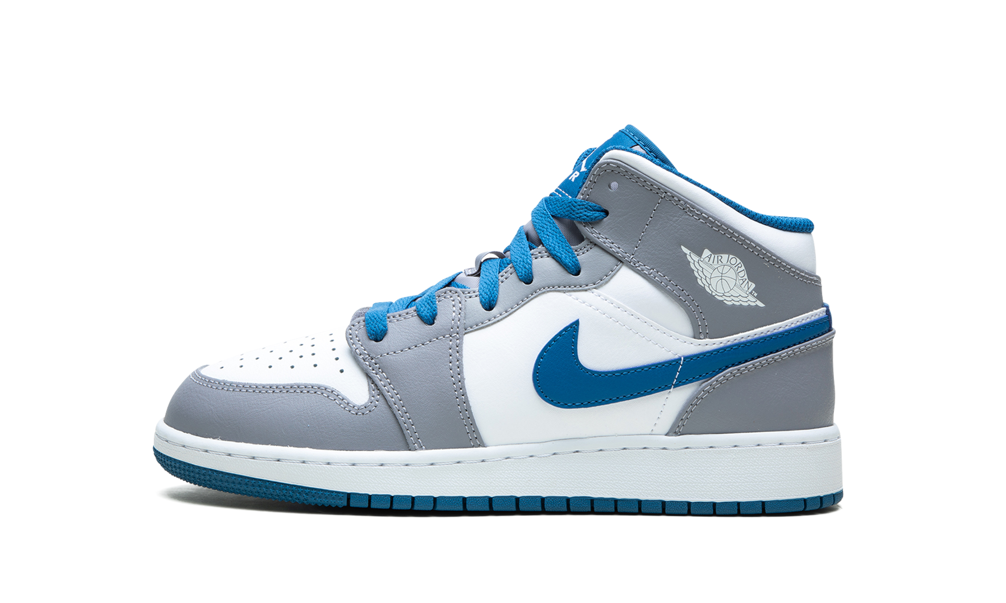 Air Jordan 1 Mid True Blue Cement (GS) 1