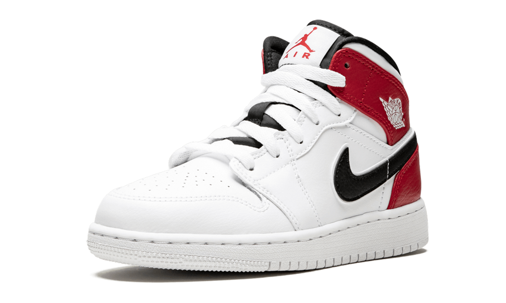 Air Jordan 1 Mid White Black Gym Red (GS) 5