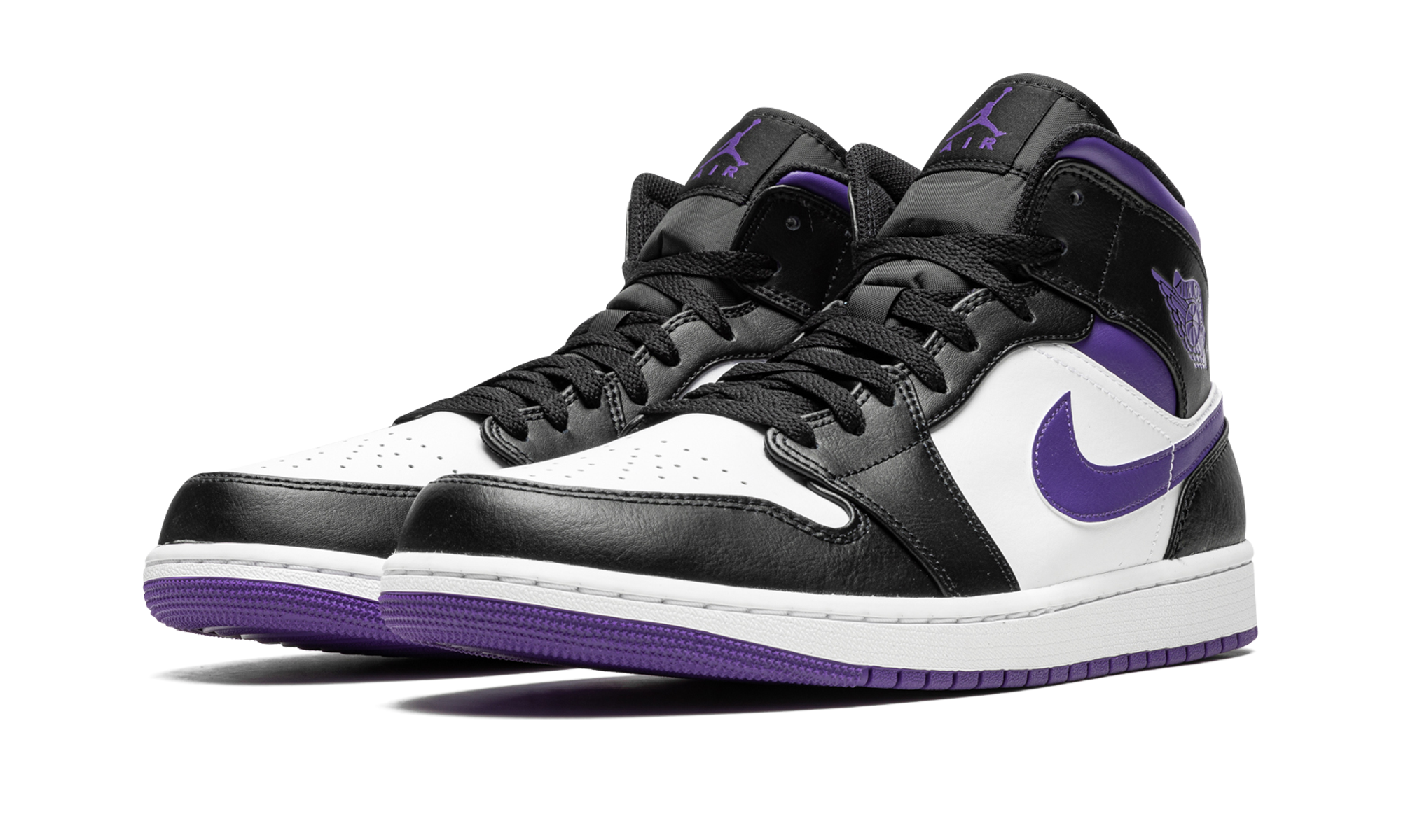 Air Jordan 1 Mid White Black Purple 3