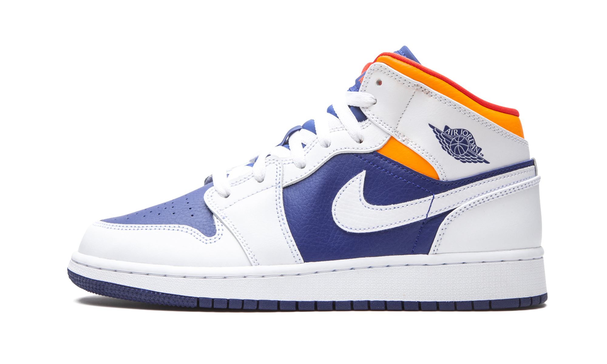 Air Jordan 1 Mid White Laser Orange Deep Royal Blue