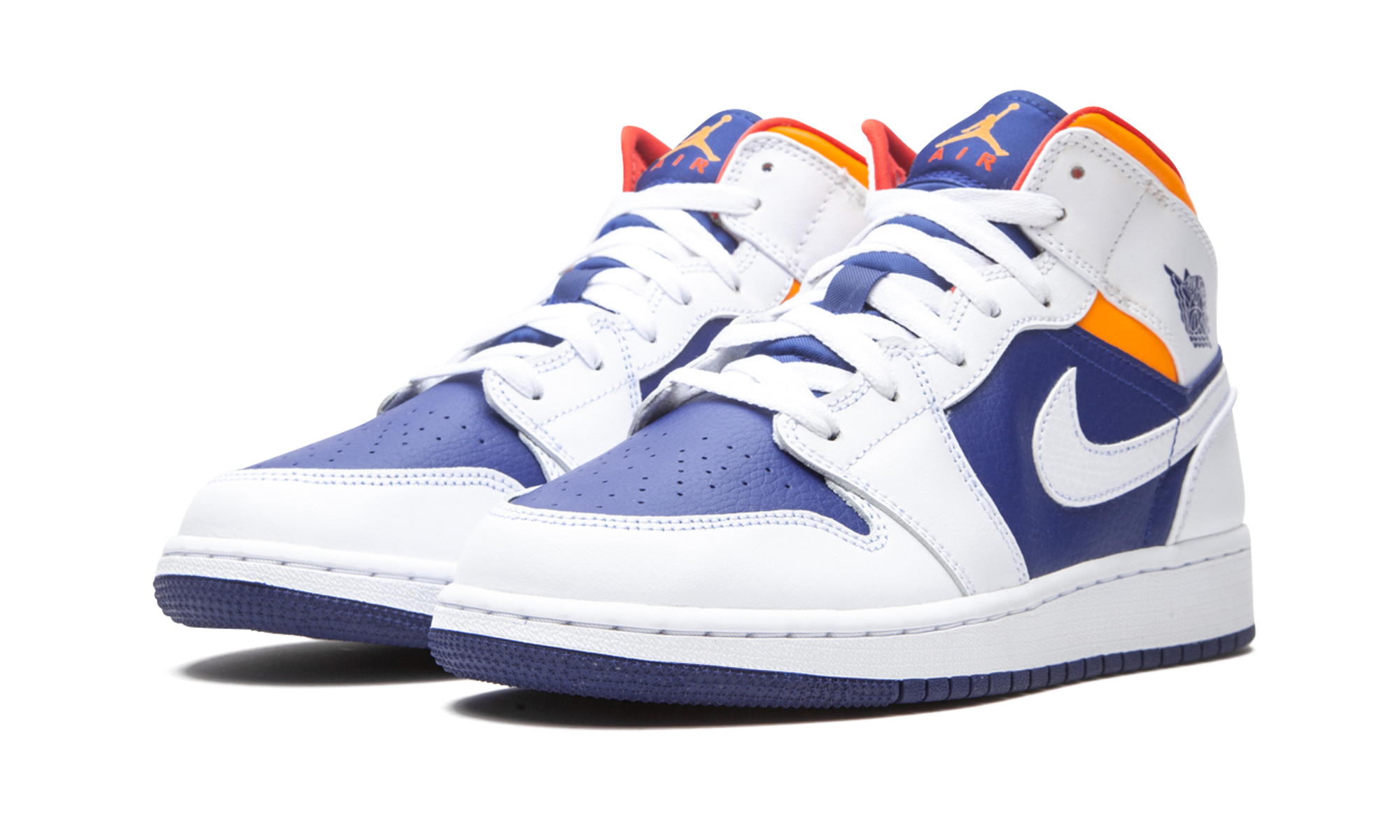 Air Jordan 1 Mid White Laser Orange Deep Royal Blue