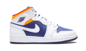 Air Jordan 1 Mid White Laser Orange Deep Royal Blue