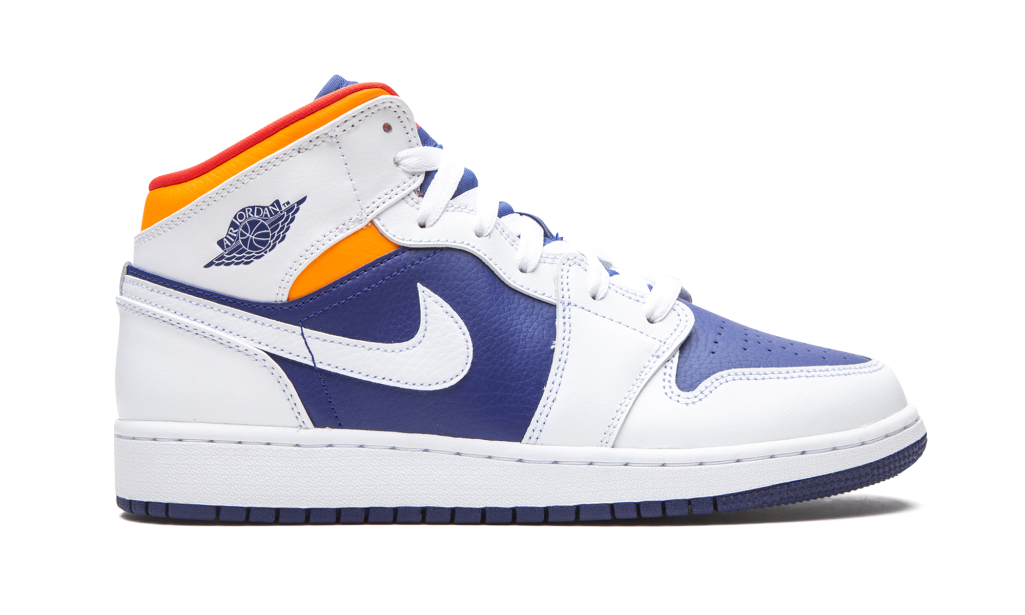 Air Jordan 1 Mid White Laser Orange Deep Royal Blue