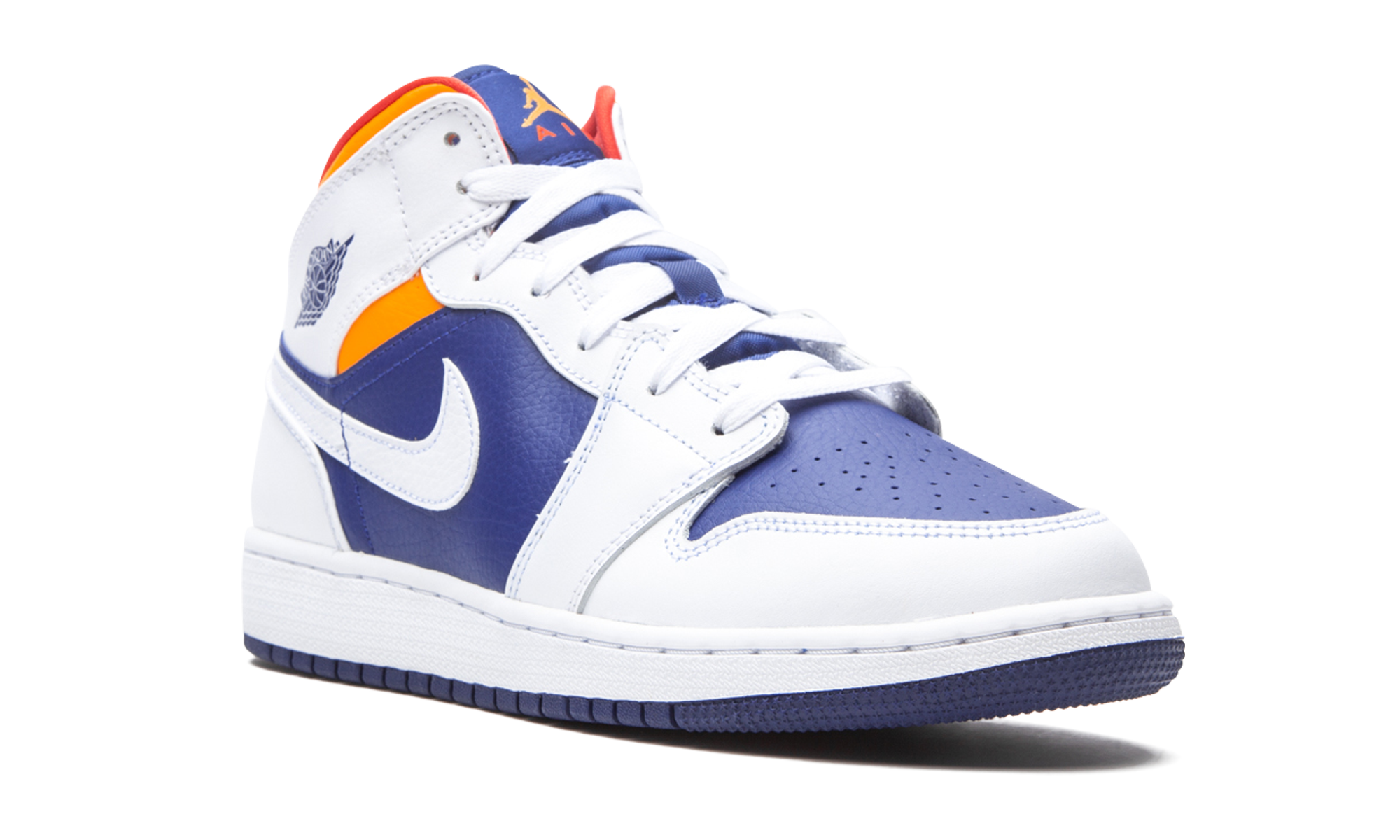 Air Jordan 1 Mid White Laser Orange Deep Royal Blue