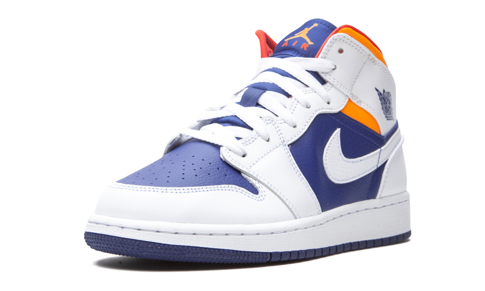 Air Jordan 1 Mid White Laser Orange Deep Royal Blue