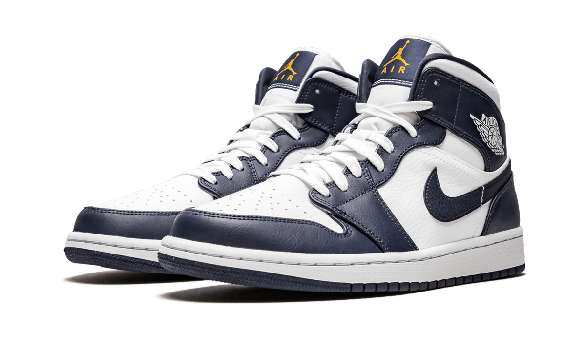 Air Jordan 1 Mid White Metallic Gold Obsidian