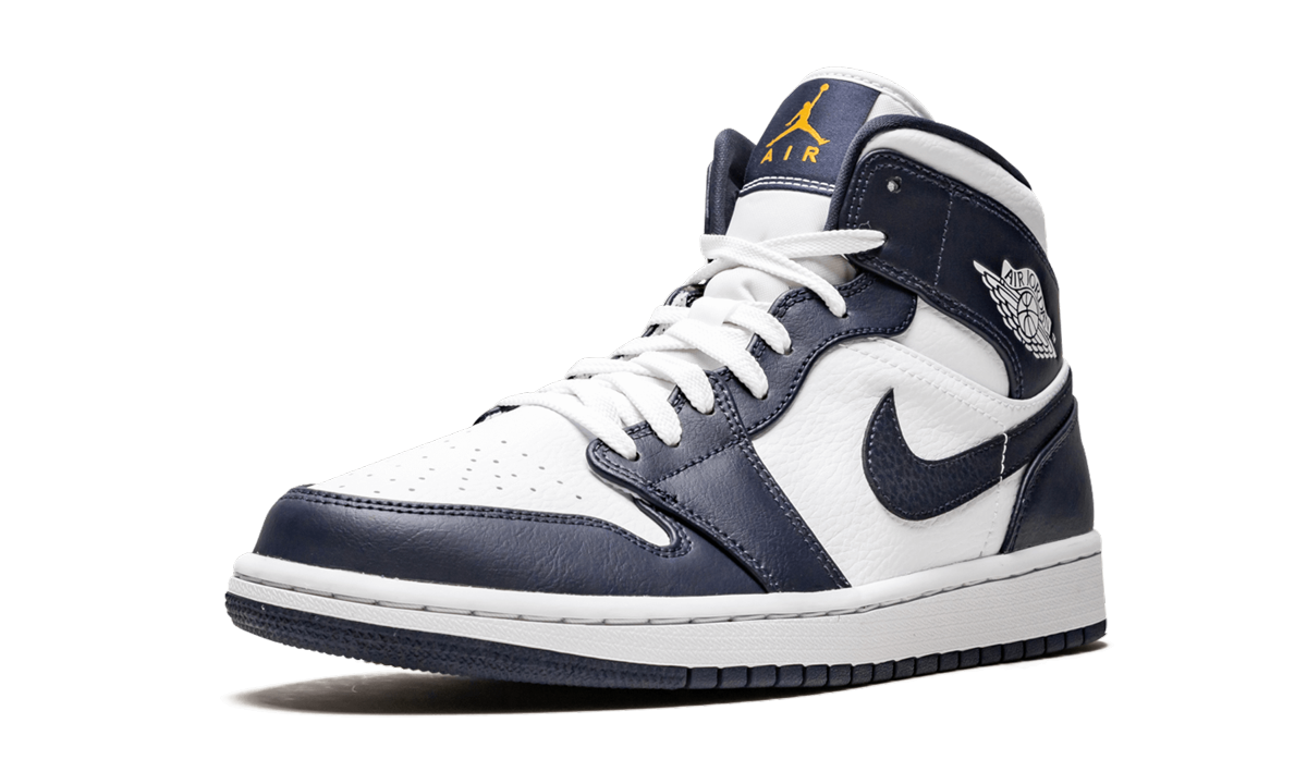 Air Jordan 1 Mid White Metallic Gold Obsidian