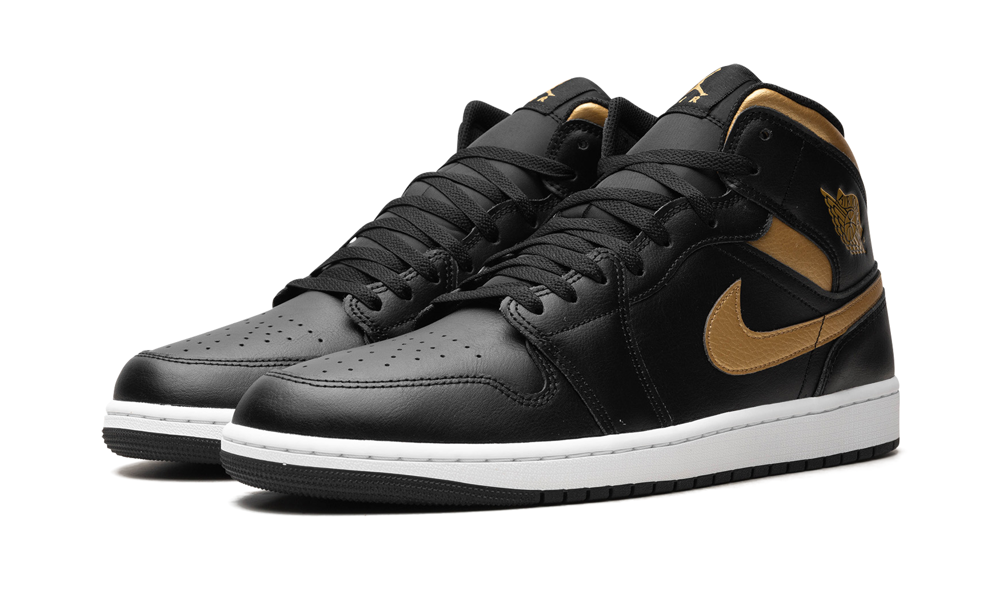 Jordan 1 Mid Black Metallic Gold 3