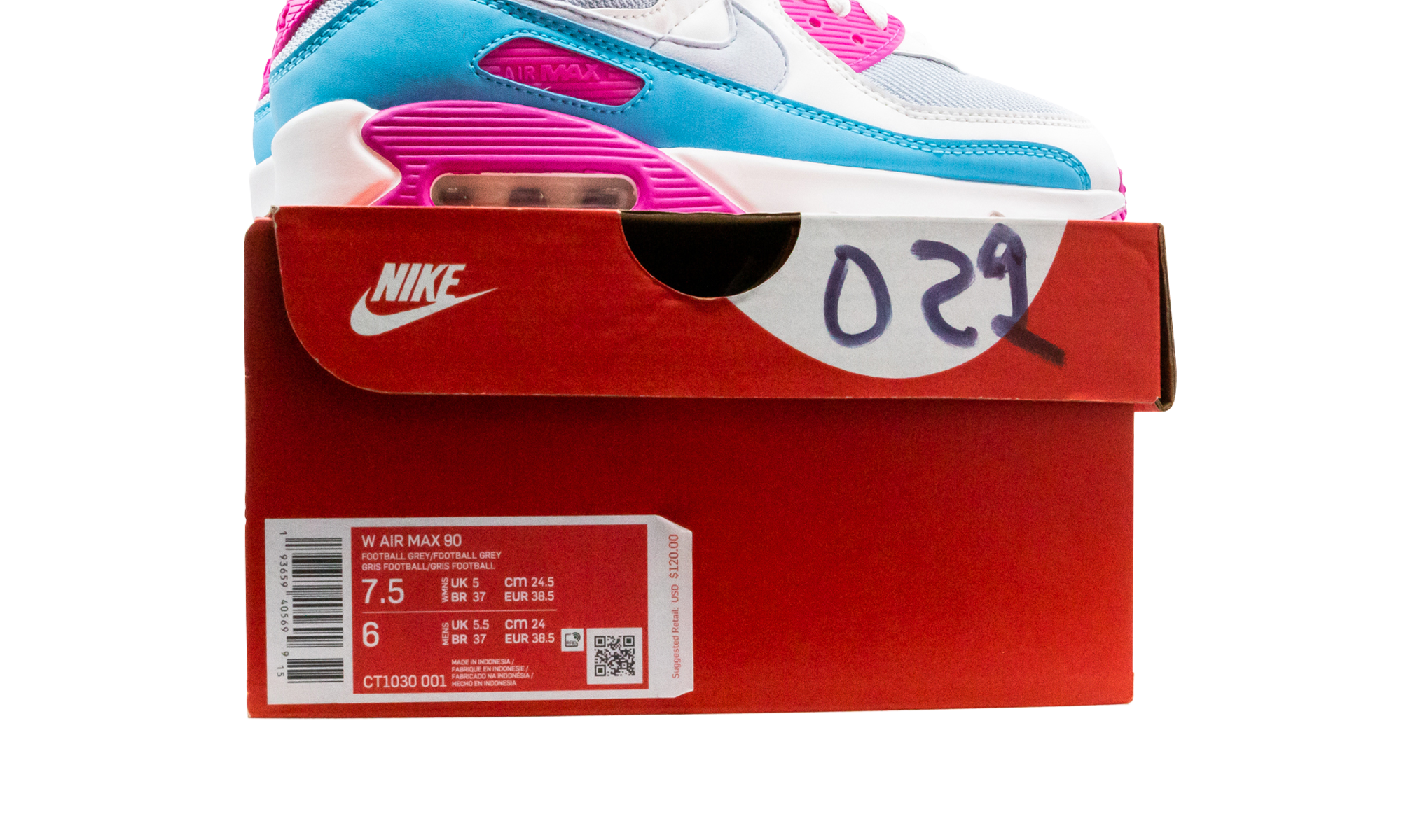 Nike Air Max 90 White Vivid Pink Light Blue Fury (W) 7