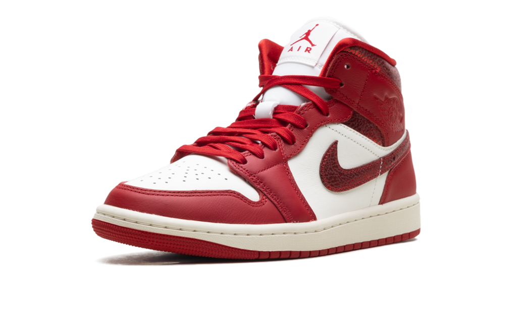 Air Jordan 1 Mid SE Red Cracked Leather (W) 5