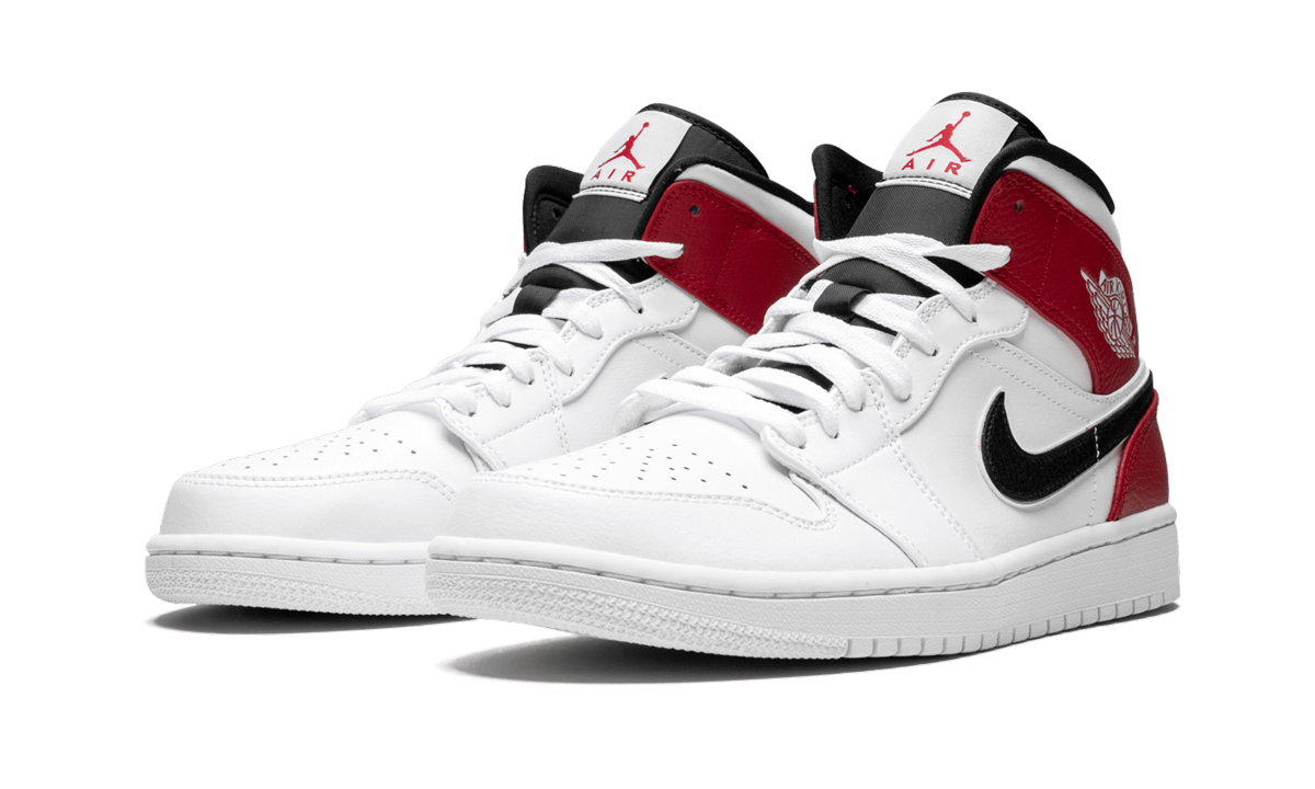 Air Jordan 1 Mid White Black Gym Red 3