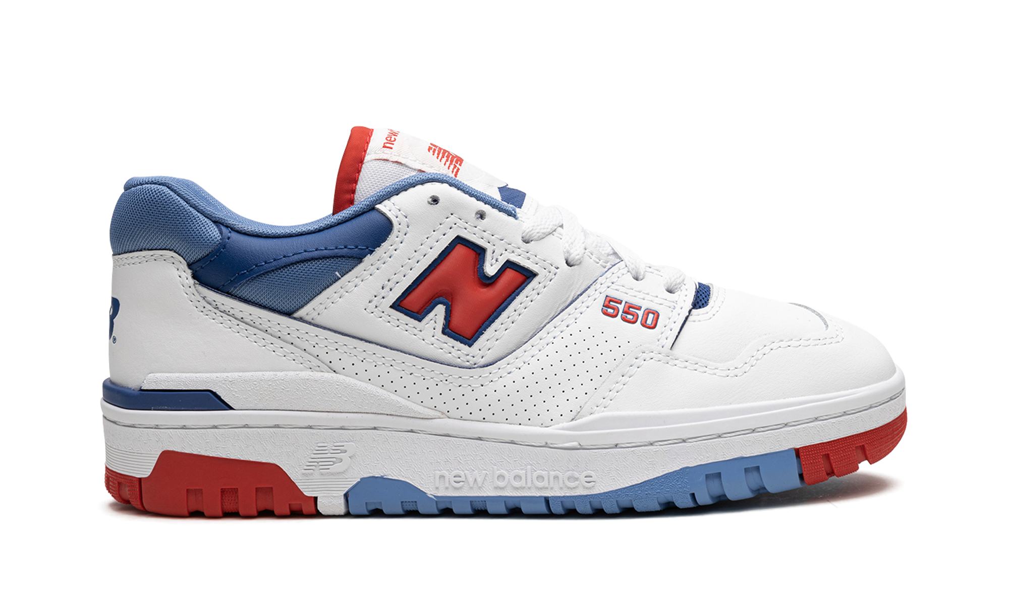 New Balance 550 White True Red Atlantic Blue 7