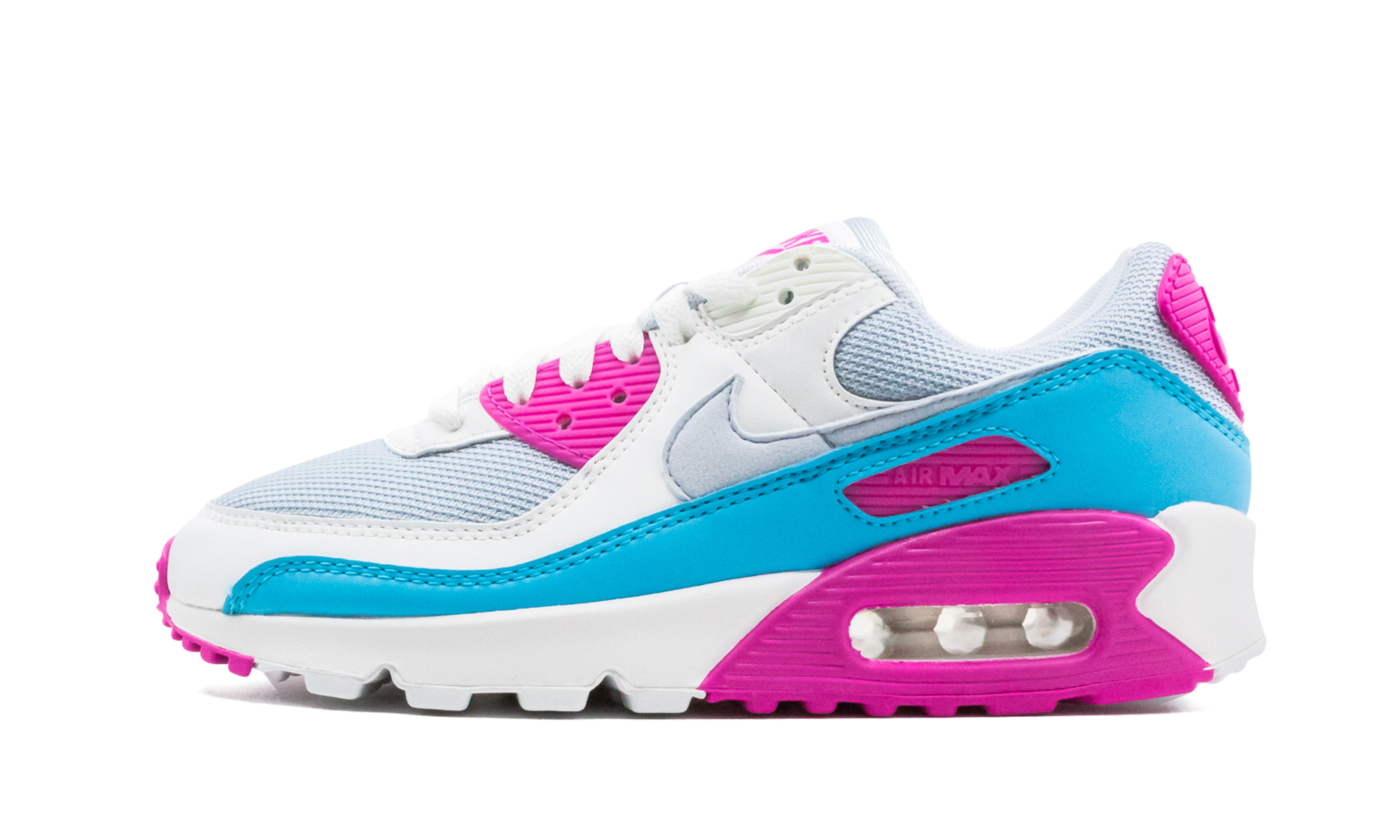 Nike Air Max 90 White Vivid Pink Light Blue Fury (W)